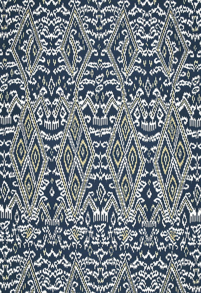 Maya Ikat Print Indigo 174752 by Schumacher Designer Fabric Au-Naturel 100% Cotton - Horizontal: 13.25 and Vertical: 34.75 53 - Swanky Fabrics -