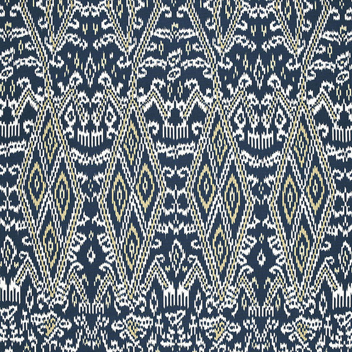 Maya Ikat Print Indigo 174752 by Schumacher Designer Fabric AU NATUREL COTTON 100% ITALY </p><p>Repeat: Horizontal: 13 1/4" (34CM) and Vertical: 34 3/4" (88CM) 53 - Swanky Fabrics -