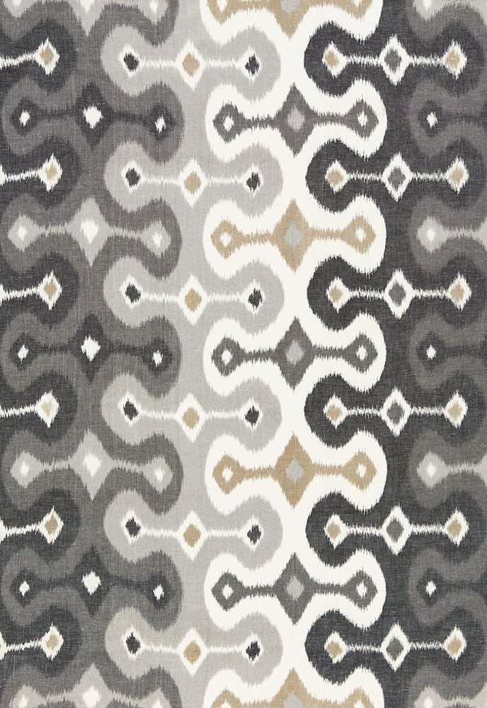 Darya Ikat Stone 174833 by Schumacher Designer Fabric Martyn-Lawrence-Bullard 55% Cotton, 45% Linen Wyzenbeek 20,000 Horizontal: 26.5 and Vertical: 15.25 53 - Swanky Fabrics -