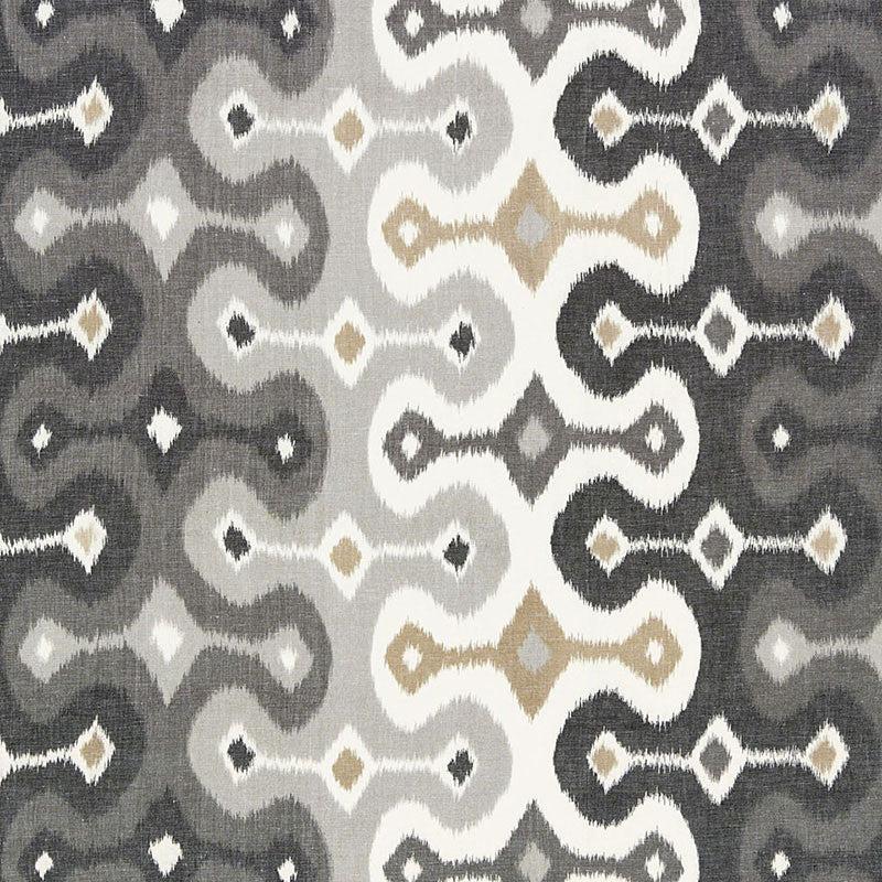 Darya Ikat Stone 174833 by Schumacher Designer Fabric OTTOMAN CHIC COTTON 55% LINEN 45% INDIA WYZENBEEK 20,000 </p><p>Repeat: Horizontal: 26 1/2" (67CM) and Vertical: 15 1/4" (39CM) 53 - Swanky Fabrics -