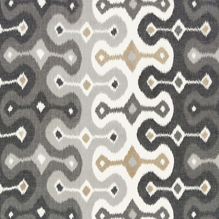 Darya Ikat Stone 174833 by Schumacher Designer Fabric MARTYN LAWRENCE BULLARD See Sample INDIA LIGHT DUTY </p><p>Repeat: Horizontal: 26 1/2" (67CM) and Vertical: 15 1/4" (39CM) 53" WIDE (135CM) - Swanky Fabrics -