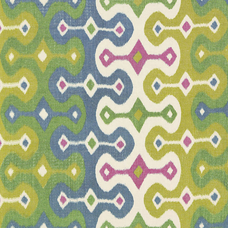 Darya Ikat Jewel 174834 by Schumacher Designer Fabric MARTYN LAWRENCE BULLARD See Sample INDIA LIGHT DUTY </p><p>Repeat: Horizontal: 26 1/2" (67CM) and Vertical: 15 1/4" (39CM) 53" WIDE (135CM) - Swanky Fabrics -