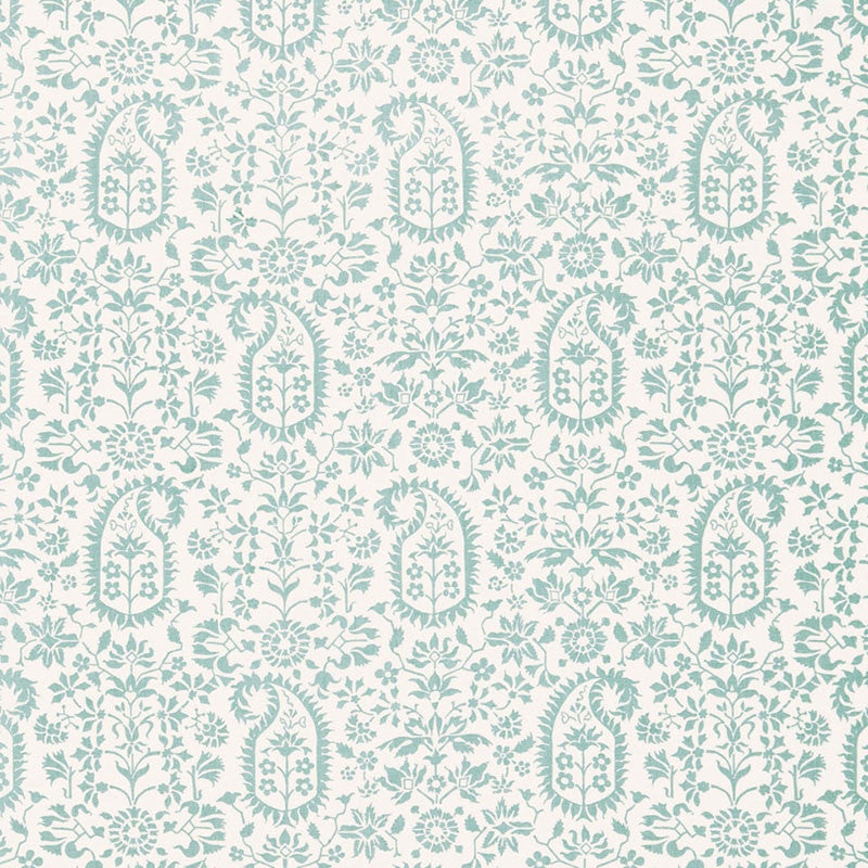 Kalika Paisley Print Aquamarine 174862 by Schumacher Designer Fabric CHROMA SP14 See Sample UNITED KINGDOM MEDIUM DUTY </p><p>Repeat: Horizontal: 18" (46CM) and Vertical: 12" (30CM) 54" WIDE (137CM) - Swanky Fabrics -