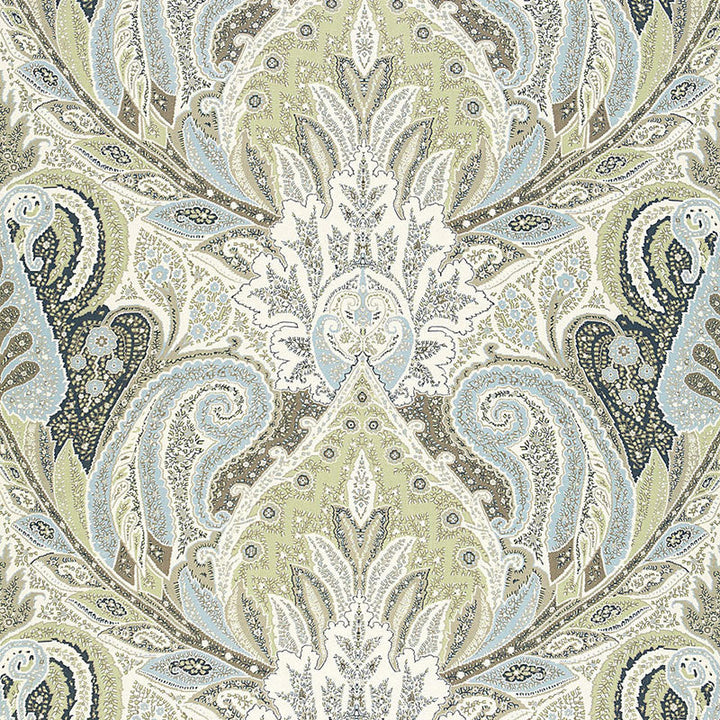 Cambay Paisley Print Oyster 174882 by Schumacher Designer Fabric CLASSIC PRINTS See Sample UNITED KINGDOM HEAVY DUTY </p><p>Repeat: Horizontal: 54 1/2" (138CM) and Vertical: 33 3/4" (86CM) 54 1/2" WIDE (138CM) - Swanky Fabrics -