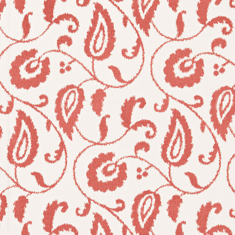 Malacca Ikat Vine Watermelon 175010 by Schumacher Designer Fabric CLASSIC PRINTS S12 See Sample INDIA NOT APPLICABLE </p><p>Repeat: Horizontal: 9" (23CM) and Vertical: 24" (61CM) 54" WIDE (137CM) - Swanky Fabrics -