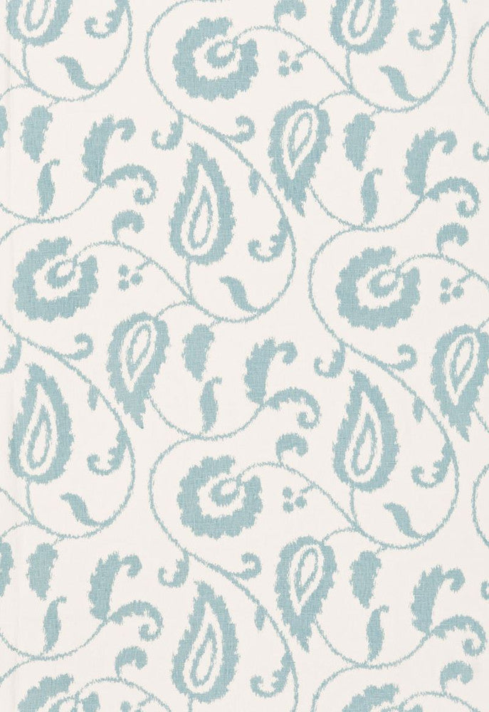 Malacca Ikat Vine Lake 175012 by Schumacher Designer Fabric COLLECTION-NAME-TBA-175010 100% Linen - Horizontal: 9 and Vertical: 24 54 - Swanky Fabrics -