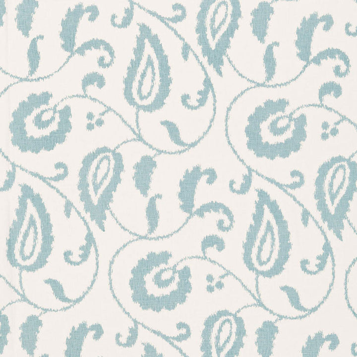Malacca Ikat Vine Lake 175012 by Schumacher Designer Fabric CLASSIC PRINTS LINEN 100% INDIA </p><p>Repeat: Horizontal: 9" (23CM) and Vertical: 24" (61CM) 54 - Swanky Fabrics -