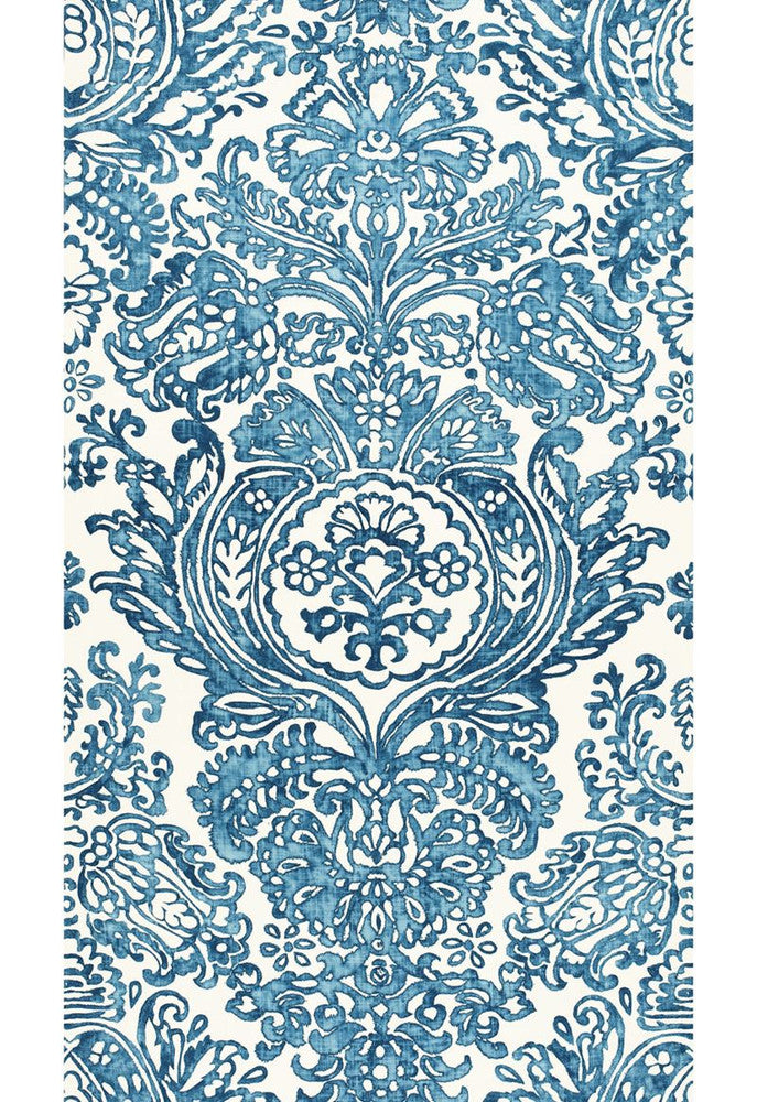 Tremezzo Damask Caspian 175090 by Schumacher Designer Fabric Classic-Prints 100% Linen - Horizontal: 55 and Vertical: 98 55 - Swanky Fabrics -
