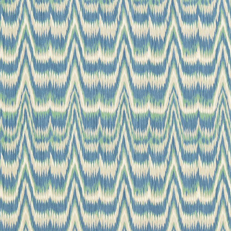 Kamalia Ikat Print Aegean 175120 by Schumacher Designer Fabric PRINTS F12 COTTON 100% ITALY </p><p>Repeat: Horizontal: 6 5/8" (17CM) and Vertical: 18 7/8" (48CM) 53 - Swanky Fabrics -