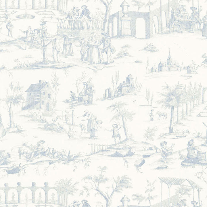 Siena Toile Delft 175170 by Schumacher Designer Fabric PALAZZO See Sample ITALY MEDIUM DUTY </p><p>Repeat: Horizontal: 26 1/4" (67CM) and Vertical: 24 1/2" (62CM) 52 1/2" WIDE (133CM) - Swanky Fabrics -