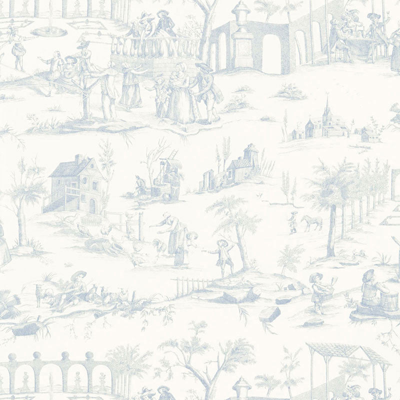 Siena Toile Delft 175170 by Schumacher Designer Fabric PALAZZO LINEN 100% ITALY </p><p>Repeat: Horizontal: 26 1/4" (67CM) and Vertical: 24 1/2" (62CM) 52.5 - Swanky Fabrics -