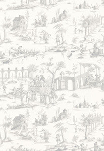 Schumacher Fabric Siena Toile Pewter 175171