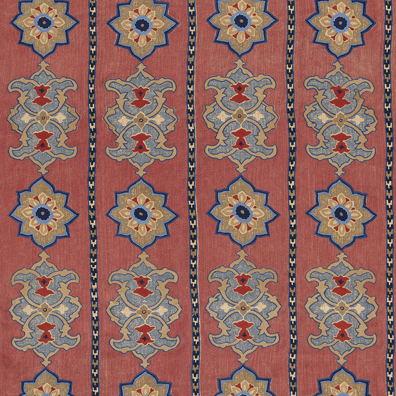 Temara Embroidered Print Pomegranate 175180 by Schumacher Designer Fabric PRINTS F12 See Sample INDIA HEAVY DUTY </p><p>Repeat: Horizontal: 13" (33CM) and Vertical: 25" (64CM) 52" WIDE (132CM) - Swanky Fabrics -