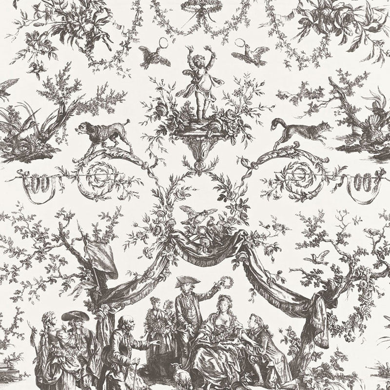 Le Couronnement De La Rosiere Grisaille 175273 by Schumacher Designer Fabric CLASSIC PRINTS NBK See Sample FRANCE MEDIUM DUTY </p><p>Repeat: Horizontal: 33" (84CM) and Vertical: 37 1/4" (95CM) 66" WIDE (168CM) - Swanky Fabrics -