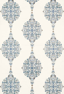 Schumacher Fabric Mehndi Linen Print Indigo 175321
