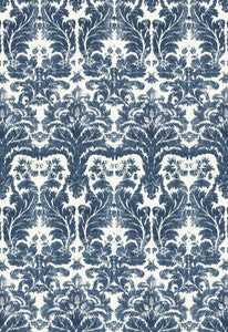 Schumacher Fabric Aurora Damask Indigo 175342