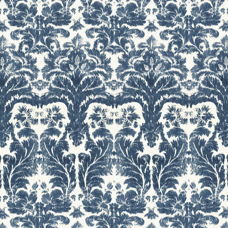 Aurora Damask Indigo 175342 by Schumacher Designer Fabric AU NATUREL 2 LINEN 100% ITALY </p><p>Repeat: Horizontal: 17 3/4" (45CM) and Vertical: 45 3/4" (116CM) 54 - Swanky Fabrics -