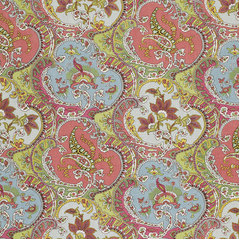 Pickfair Paisley Multi 175550 by Schumacher Fabric Schumacher Fabric Pickfair Paisley Multi 175550Fabric LINEN 100% THAILAND </p><p>Repeat: H: HORZ. 8 3/4" (22CM) , V: VERT. 26 1/4" (67CM) 52.5 - Fabric Carolina -