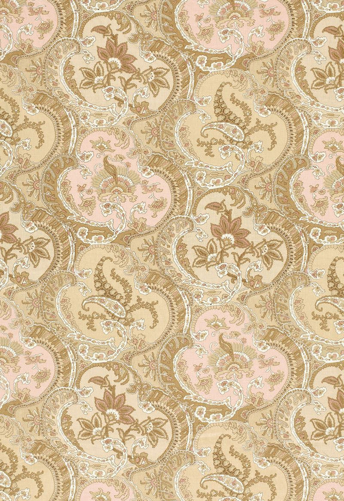 Pickfair Paisley Camel 175552 by Schumacher Designer Fabric Timothy-Corrigan 100% Linen - Horizontal: 8.75 and Vertical: 26.25 52.5 - Swanky Fabrics -