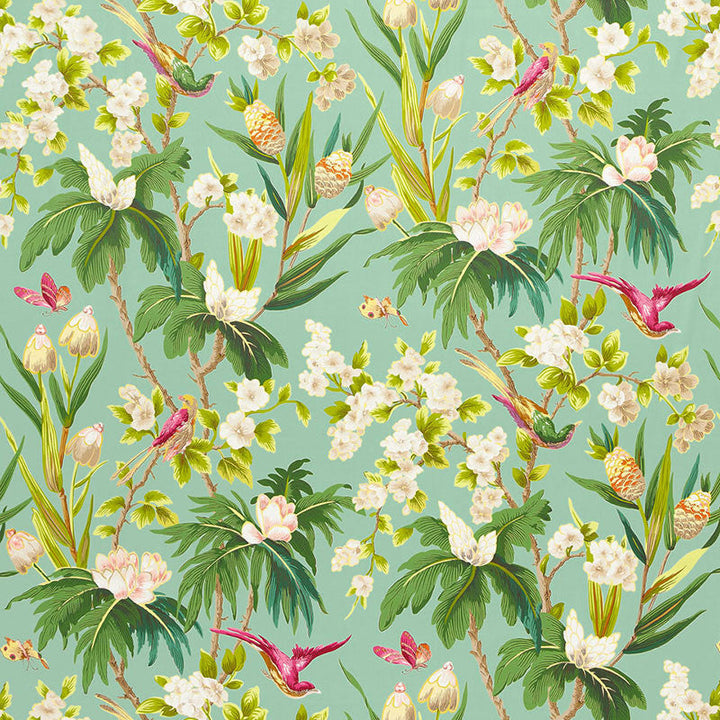 Seychelles Sea 175702 by Schumacher Fabric Schumacher Fabric Seychelles Sea 175702Fabric COTTON 100% FRANCE </p><p>Repeat: H: HORZ. 27" (69CM) , V: VERT. 52 1/2" (133CM) 54 - Fabric Carolina -