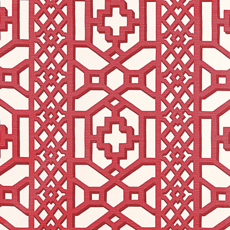 Zanzibar Trellis Chintz Lacquer 175732 by Schumacher Designer Fabric 125TH-ANNIVERSARY 55% Linen, 45% Cotton - Horizontal: 13.5 and Vertical: 12.5 54 - Swanky Fabrics -