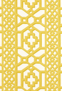 Schumacher Fabric Zanzibar Trellis Matte Canary 175740