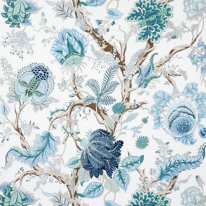 Indian Arbre Peacock & Emerald 175784 by Schumacher Designer Fabric SCHUMACHER CLASSICS LINEN 100% THAILAND MARTINDALE 20,000 </p><p>Repeat: Horizontal: 52" (132CM) and Vertical: 46" (117CM) 52 - Swanky Fabrics -