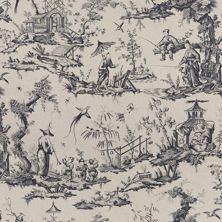 Shengyou Toile Charcoal 175803 by Schumacher Fabric Schumacher Fabric Shengyou Toile Charcoal 175803Fabric LINEN 57% FRANCE </p><p>Repeat: H: HORZ. 44" (112CM) , V: VERT. 47" (119CM) 44 - Fabric Carolina -