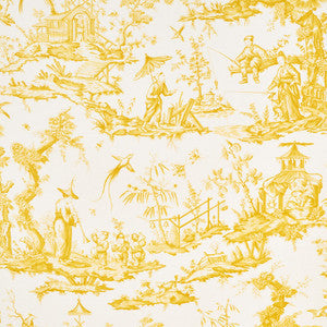 Schumacher Fabric Shengyou Toile Yellow 175805