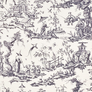 Schumacher Fabric Shengyou Toile Black 175806