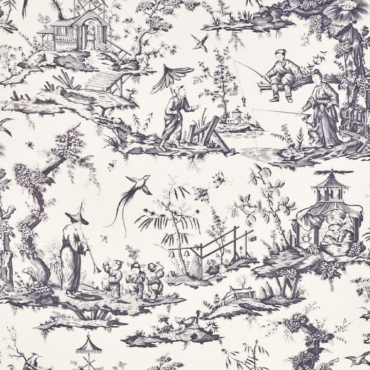 Shengyou Toile Black 175806 by Schumacher Fabric Schumacher Fabric Shengyou Toile Black 175806Fabric LINEN 57% FRANCE </p><p>Repeat: H: HORZ. 44" (112CM) , V: VERT. 47" (119CM) 44 - Fabric Carolina -