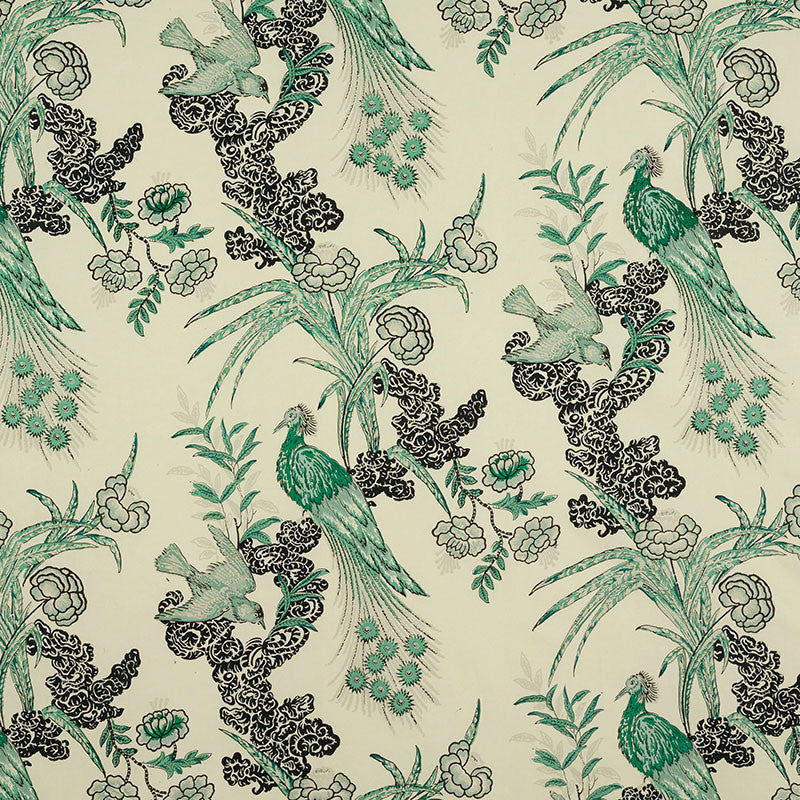 Peacock Emerald 175911 by Schumacher Fabric Schumacher Fabric Peacock Emerald 175911Fabric COTTON 100% THAILAND </p><p>Repeat: H: HORZ. 17 1/2" (44CM) , V: VERT. 26" (66CM) 52.875 - Fabric Carolina -