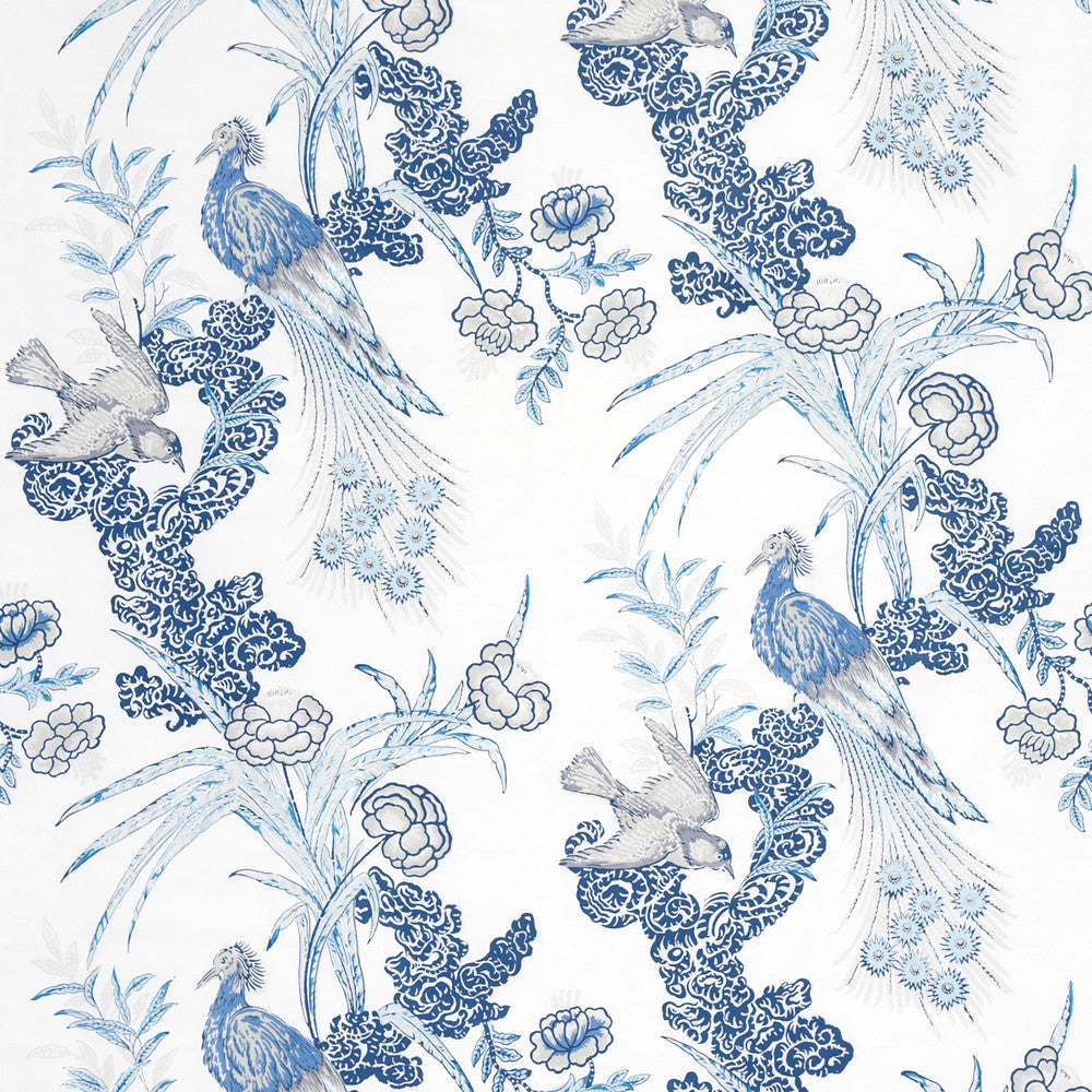 Peacock Porcelain 175915 by Schumacher Fabric Schumacher Fabric Peacock Porcelain 175915Fabric COTTON 100% THAILAND </p><p>Repeat: H: HORZ. 17 1/2" (44CM), V: VERT. 26" (66CM) 52 1/2" (133CM) - Fabric Carolina -