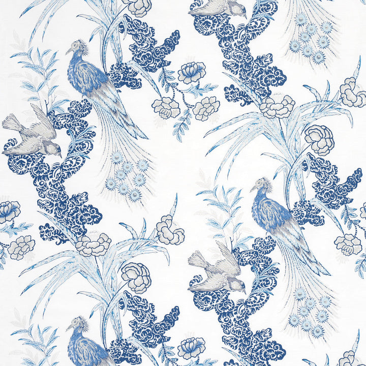 Peacock Porcelain 175915 by Schumacher Fabric Schumacher Fabric Peacock Porcelain 175915Fabric COTTON 100% THAILAND </p><p>Repeat: H: HORZ. 17 1/2" (44CM), V: VERT. 26" (66CM) 52 1/2" (133CM) - Fabric Carolina -