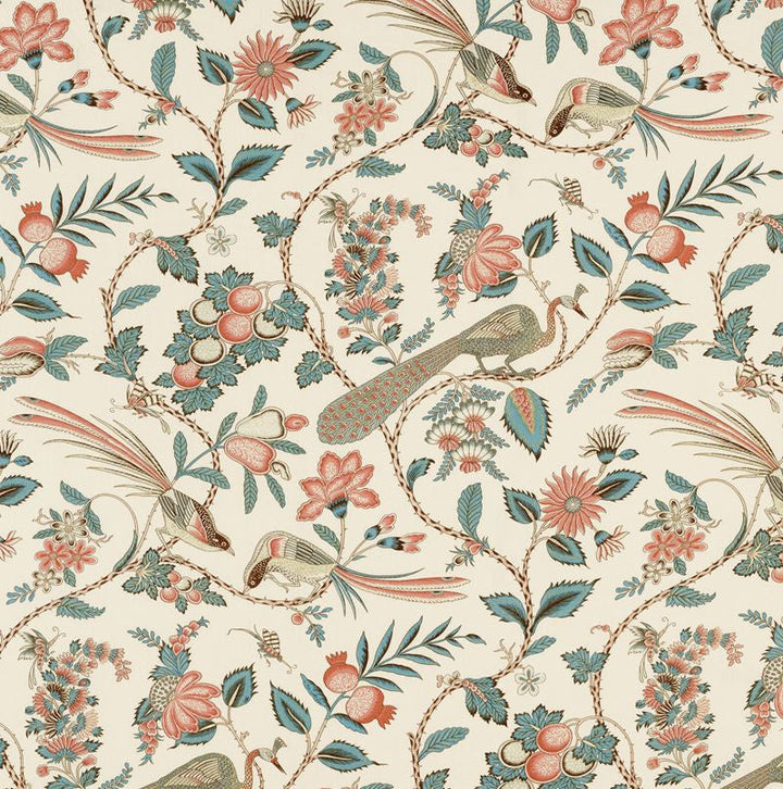 Campagne Peacock & Rouge 175950 by Schumacher Designer Fabric Schumacher-Classics 90% Linen, 10% Nylon Martindale 20,000 Horizontal: 18 and Vertical: 54 55 - Swanky Fabrics -