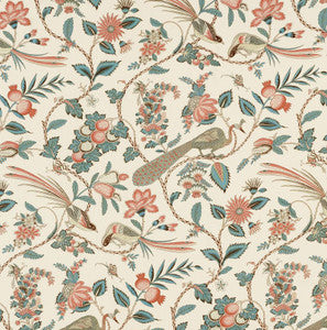 Schumacher Fabric Campagne Peacock & Rouge 175950