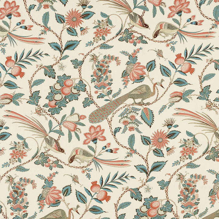 Campagne Peacock & Rouge 175950 by Schumacher Designer Fabric SCHUMACHER CLASSICS See Sample BELGIUM MEDIUM DUTY </p><p>Repeat: Horizontal: 18" (46CM) and Vertical: 54" (137CM) 55" WIDE (140CM) - Swanky Fabrics -