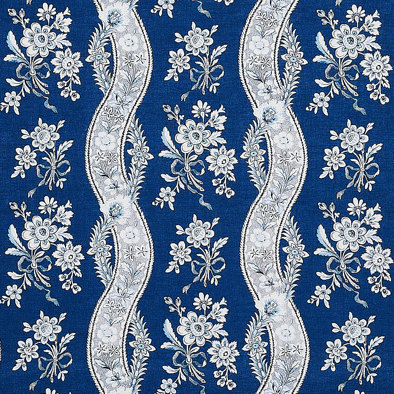 Le Castellet Indigo 175984 by Schumacher Designer Fabric RHAPSODY IN BLUE LINEN 90% NYLON 10% UNITED KINGDOM </p><p>Repeat: Horizontal: 13 1/2" (34CM) and Vertical: 17" (43CM) 54 - Swanky Fabrics -