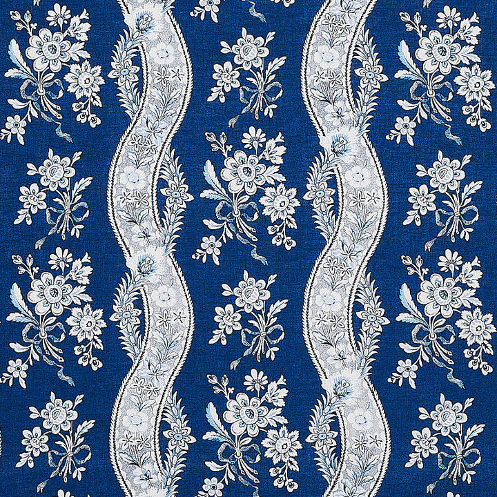 Le Castellet Indigo 175984 by Schumacher Designer Fabric RHAPSODY IN BLUE LINEN 90% NYLON 10% UNITED KINGDOM </p><p>Repeat: Horizontal: 13 1/2" (34CM) and Vertical: 17" (43CM) 54 - Swanky Fabrics -
