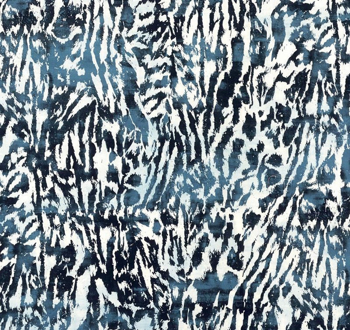 Feline Indigo 175995 by Schumacher Designer Fabric Celerie-Kemble 100% Linen - Horizontal: 27 and Vertical: 35.375 54 - Swanky Fabrics -
