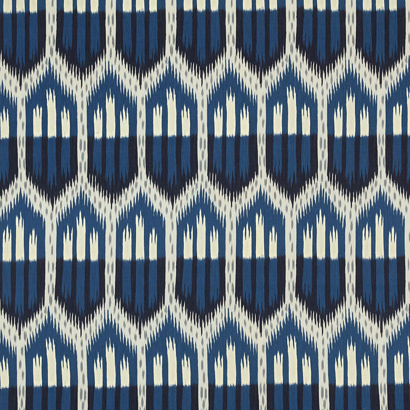 Bukhara Ikat Indigo 176084 by Schumacher Designer Fabric IKAT COLLECTION See Sample ITALY LIGHT DUTY </p><p>Repeat: Horizontal: 13 1/8" (33CM) and Vertical: 27 1/2" (70CM) 53 1/4" (135CM) - Swanky Fabrics -
