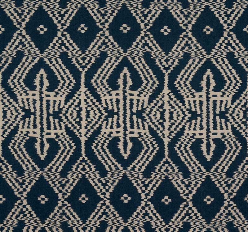 Asaka Ikat Indigo 176095 by Schumacher Designer Fabric Ikat-Collection 100% Linen Martindale 10,000 Horizontal: 13.375 and Vertical: 28.375 53.5 - Swanky Fabrics -