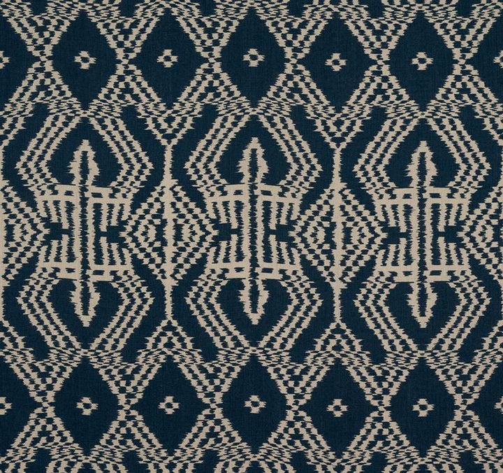 Asaka Ikat Indigo 176095 by Schumacher Designer Fabric Ikat-Collection 100% Linen Martindale 10,000 Horizontal: 13.375 and Vertical: 28.375 53.5 - Swanky Fabrics -