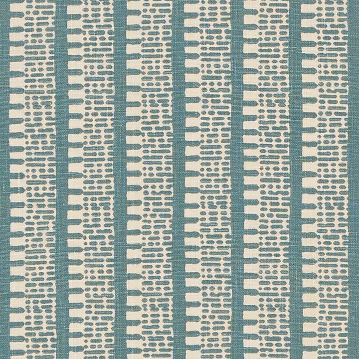 Kiosk Peacock Blue 176135 by Schumacher Designer Fabric Veere-Grenney 100% Linen Martindale 25,000 Horizontal: 2.75 and Vertical: 5 52.5 - Swanky Fabrics -