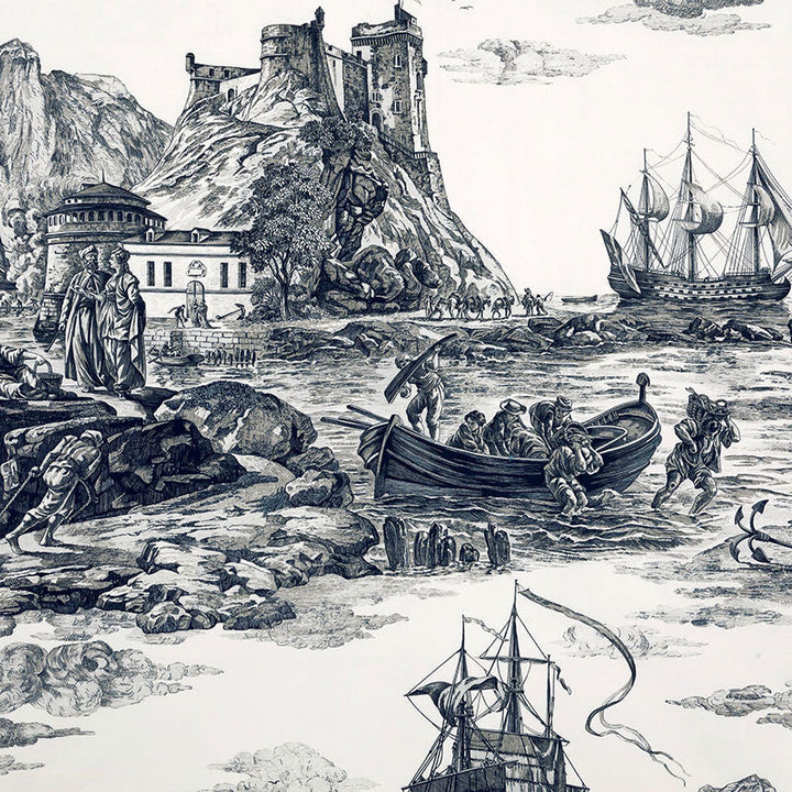 Marine Toile Black 176162 by Schumacher Fabric Schumacher Fabric Marine Toile Black 176162Fabric COTTON 100% SWITZERLAND </p><p>Repeat: H: HORZ. 38" (97CM), V: VERT. 75" (191CM) 53 - Fabric Carolina -