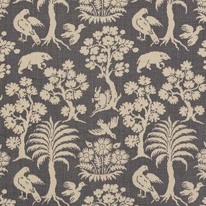 Schumacher Fabric Woodland Silhouette Steel 176175