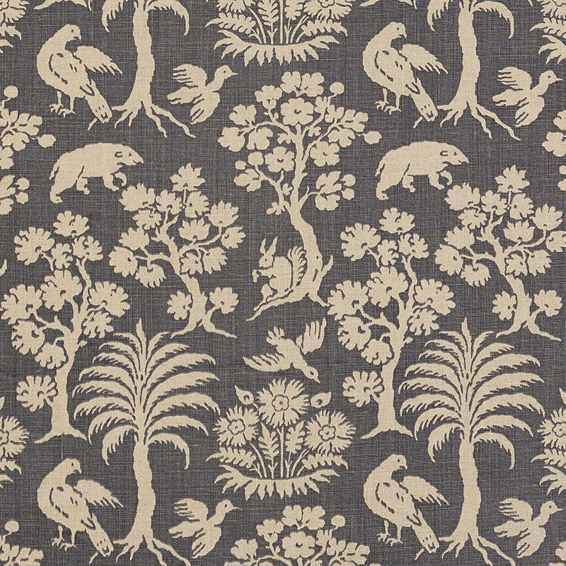 Woodland Silhouette Steel 176175 by Schumacher Fabric Schumacher Fabric Woodland Silhouette Steel 176175Fabric LINEN 100% PERU </p><p>Repeat: H: HORZ. 13 1/2" (34CM) , V: VERT. 18" (44CM) 54 - Fabric Carolina -