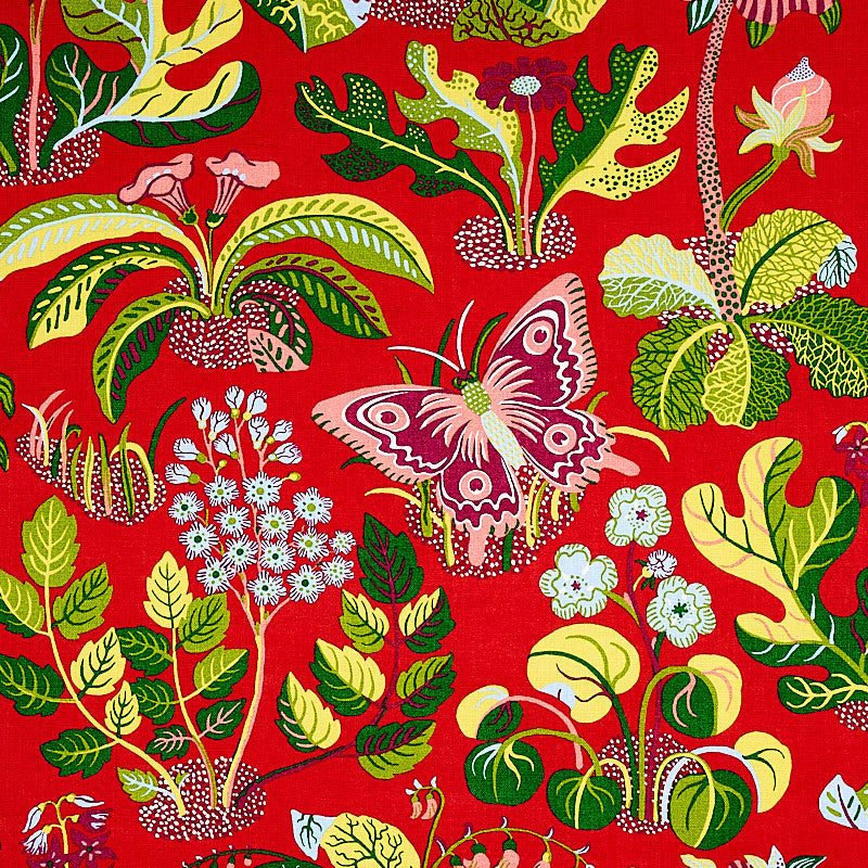 Exotic Butterfly Red 176180 by Schumacher Fabric Schumacher Fabric Exotic Butterfly Red 176180Fabric LINEN 100% UNITED KINGDOM </p><p>Repeat: H: HORZ. 26 1/2" (67CM) , V: VERT. 31" (79CM) 54.5 - Fabric Carolina -