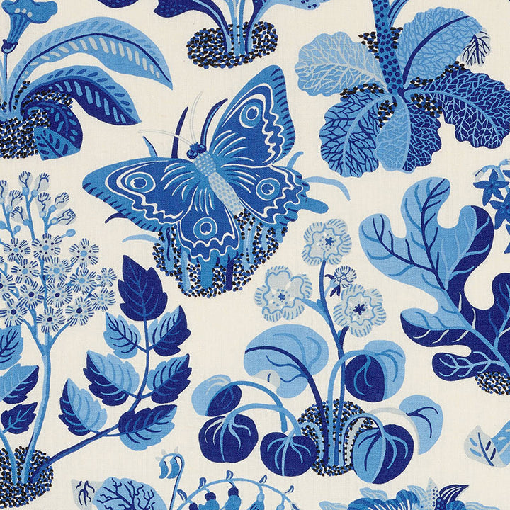 Exotic Butterfly Marine 176183 by Schumacher Designer Fabric Good Vibrations LINEN 100% UNITED KINGDOM </p><p>Repeat: Horizontal: 26 1/2" (67CM) and Vertical: 31" (79CM) 54.5 - Swanky Fabrics -