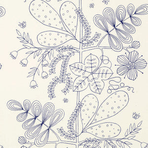 Schumacher Fabric Blommen Print Navy 176203
